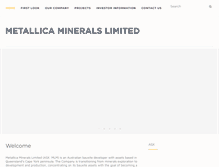 Tablet Screenshot of metallicaminerals.com.au